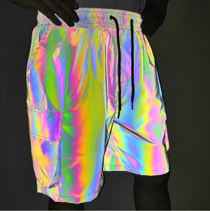 7 variopinto del rainbow multi colore stampato riflettente strada hip hop di modo di formato più grande estate a cinque quarti shorts per le donne uomini