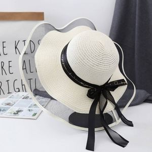 Western New Summer Lace-trimmed Bow Travel Sun Protection Sun <b>Straw</b> Beach <b>Hat</b> for Women - Product Image 2