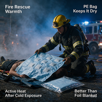 Couverture auto-chauffante, meilleure que la couverture de survie standard, améliore les chances de survie en cas de catastrophe, hypothermie, travail sur le terrain