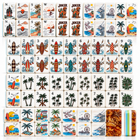 Jeu de Mahjong Américain Thème Océan 160 Tuiles – Tuiles Acryliques 4 Couches avec Motifs Planche de Surf, Palmier et Plage pour Soirées Jeux et Cadeaux