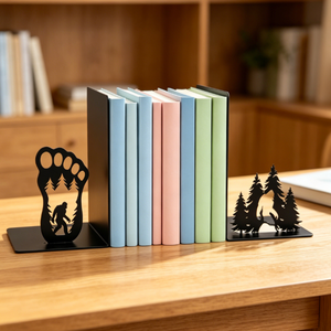 Bigfoot Decor Metal Bookends Sasquatch Gifts for Bigfoot Enthusiasts Decorative Bookends for Shelves Living Room Home Decor - Product Image 1