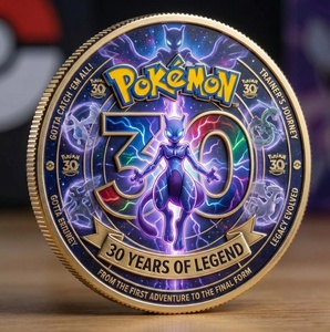 Nouveaux produits transfrontaliers en stock Pokemon Pikachu Médaille commémorative Poke Ball Design Pokemon Pet sprite Baseball Coin Series - Product Image 1