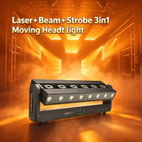 Barre de lumière à tête mobile 3 en 1 avec faisceau laser, 6 yeux laser, 8 faisceaux LED, effet DMX pour DJ, club, mariage, éclairage de discothèque
