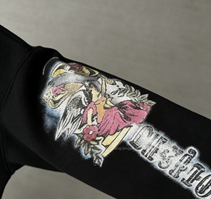 Nueva Sudadera con Capucha de Moda con Estampado DTG Desgastado, Cierre de Cremallera, Logotipo Personalizado, Color Negro, Estilo Y2K, Unisex, 100% Algodón - Product Image 6