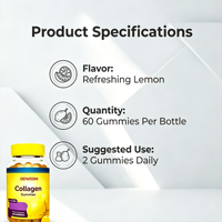 Gummies au collagène aromatisées au citron, marque privée OEM/ODM : Compléments vitaminiques pour adultes, Gummies beauté, Vente directe usine