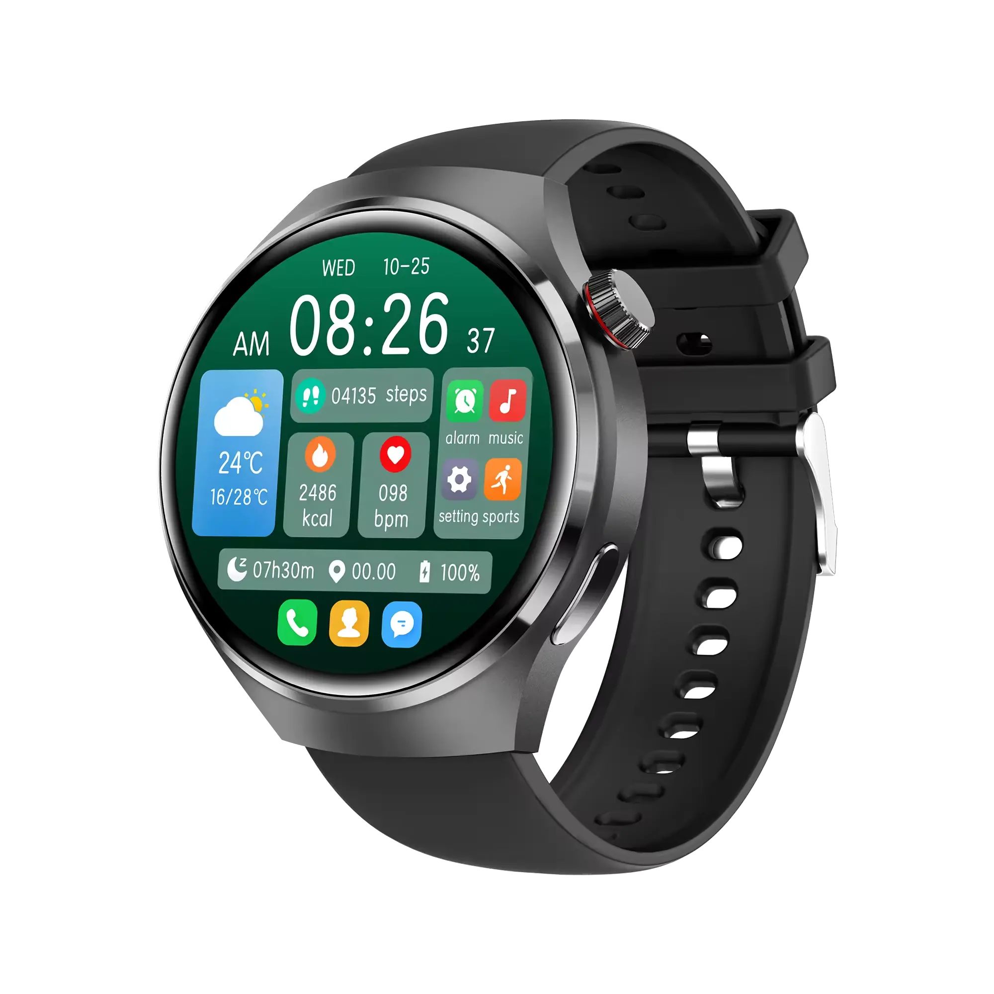 GT4 Pro Smartwatch 1.5 inç yuvarlak arama BT çağrı egzersiz sağlık kalp hızı kan oksijen paslanmaz çelik deri akıllı saat