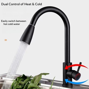 Robinets de cuisine modernes en acier inoxydable <span class=keywords><strong>noir</strong></span> rotatif à 360 degrés 304 avec extension de pulvérisateur mitigeur d'évier - Product Image 2