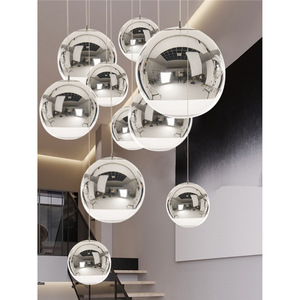 Lampe suspendue sphérique en verre, tête unique, 6W LED, lumière chaude, corps en fer, finition or argent, pour restaurant, bar - Product Image 4