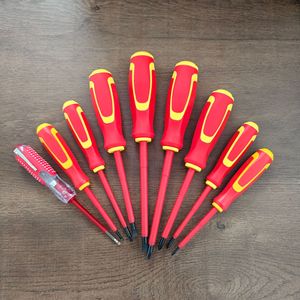 <b>Screwdriver</b> Set 9 Piece Insulated Magnetic Industrial Grade Cross Phillips Bit Anti-Slip Handle Textured Plastic Handle - Product Image 3