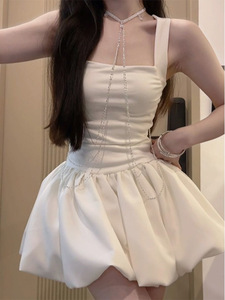 Abito quotidiano da donna bianco elegante gonna corta a vita alta Casual fata estate dolce spezia ragazza - Product Image 5