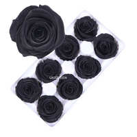 Boîte de roses éternelles noires 8 pièces, roses stabilisées naturelles pour travaux manuels DIY
