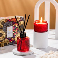 Coffret Cadeau Luxe en Gros : Diffuseur à Bâtonnets en Verre et Bougie Parfumée en Cire de Soja – Décoration Maison, Aromathérapie Pâques, Anniversaires, Noël