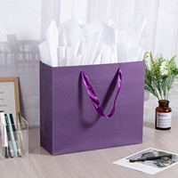 Grands sacs en papier de qualité supérieure pour les petites entreprises Logo privé imprimé sur mesure Carton d'emballage violet pour vêtements Cadeau Shopping