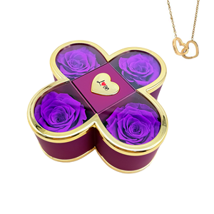 2025 Neujahr Schmucks cha tulle Konservierte Rosen Vier blättriges Kleeblatt Quadrat Einfache Plastiks prüh farbe 5cm Ewige Blumen Valentinstag - Product Image 1