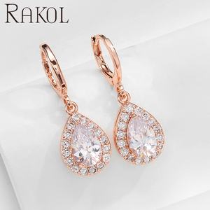 RAKOL EP2523 fashion New Water <b>Drop</b> Cubic Zirconia Wedding <b>Bridal</b> <b>Earrings</b> Women Jewelry - Product Image 1
