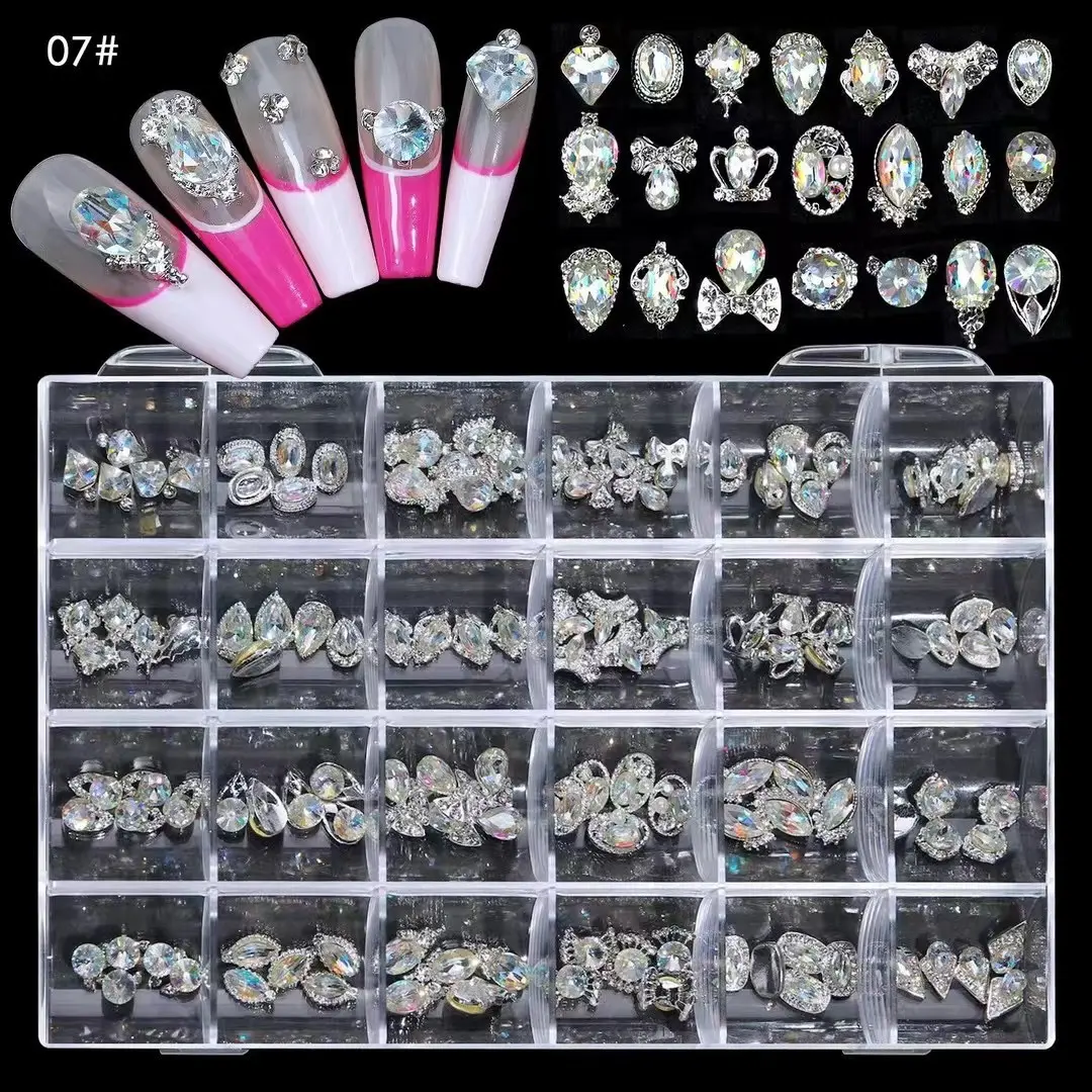 BIN Glitter Crown Alloy Nail art con diamantes de imitación Charms 3D nail art stickers decoración joyería diseñador nail charms