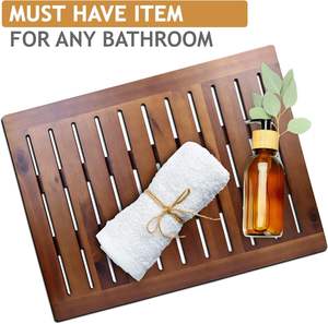 <span class=keywords><strong>Tapis</strong></span> de salle de bain de luxe en <span class=keywords><strong>bois</strong></span> d'acacia 24x18 pouces, antidérapant, motif à lattes, pour salle de bain, baignoire, douche, spa, jardin, maison - Product Image 4