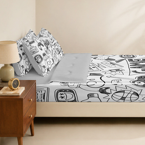 Juego de Edredón con Cierre de Cremallera con Diseño de Videojuegos en Blanco y Negro, Juego de Ropa de Cama con Estampado de Control de Videojuegos para Adolescentes Gamers - Product Image 6