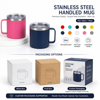 Tasse à café isotherme en acier inoxydable avec poignée, 12oz 14oz, personnalisable, double paroi, pour voyage, avec logo sur mesure, vente en gros