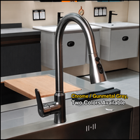 Robinet de cuisine moderne en laiton durable avec cartouche céramique, installation monotrou, douchette extractible, design à poignée unique, finition brossée
