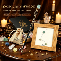 Ensemble de baguettes magiques en cristal des 12 signes du zodiaque, pierres naturelles polies, cadre d'affichage des constellations, coffret cadeau en cristal pour rituels spirituels et méditation