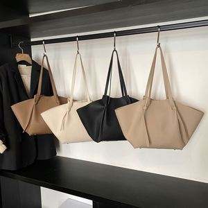 Grand sac fourre-tout en PU 2025, sacs à main simples de couleur unie, sac en cuir pour femmes - Product Image 2