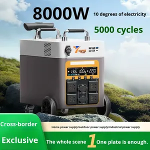 Station de stockage d'énergie mobile extérieure de 8000 watts, 10 kilowattheures, 220V, grande capacité, support d'urgence, charge solaire - Product Image 5