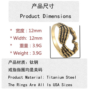 Anillo de mano de esqueleto para hombre, estilo punk, de acero inoxidable, joyería de moda, regalo 24032 - Product Image 3