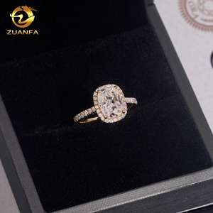 Zuanfa Made 14K Rắn Vàng Nhẫn 3 Carats Halo Đệm Cắt VVS Moissanite Phụ Nữ Nhẫn Cưới Engagement <span class=keywords><strong>Ring</strong></span> - Product Image 4