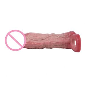New Design Ultra Reusable Penis Sleeve Soft Enlarger Realistic Textured Cock Sheath With Ball Stretcher Thicken Sex Toys Men - Product Image 5