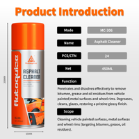 Spray professionnel décapant de goudron 450 ml pour peinture automobile, jantes, surfaces métalliques, nettoyant résidus bitumineux, graisse et huile OEM ODM