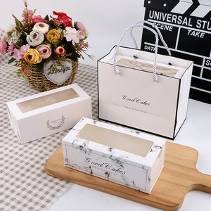 Set di scatole di cartone bianco stile cassetto Set busta biscotto <span class=keywords><strong>pasticceria</strong></span> scatola di imballaggio al forno imballaggio per alimenti con finestra - Product Image 2