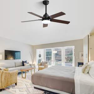 Ventilateur de plafond moderne 42 pouces, 5 pales, lumière LED, télécommande, moteur DC, pales en bois, montage encastré pour chambre à coucher - Product Image 5