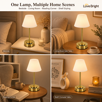 Lampe de table décorative LED sans fil rechargeable, flexible, à courant continu réglable, à économie d'énergie, avec abat-jour en PE, base en métal et commande tactile, pour une protection oculaire simple.