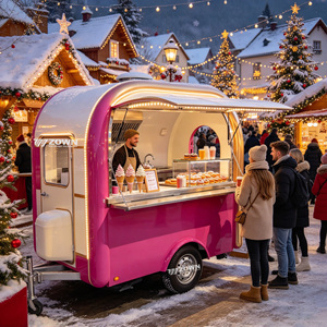 Chariot alimentaire mobile compatible avec éclairage LED à économie d'énergie pour les opérations commerciales de restauration de rue à faible teneur en carbone en extérieur - Product Image 2