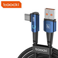 Câble de données de jeu Toocki New 100W Type-C vers C à angle de 90 degrés en alliage d'aluminium, charge rapide pour iPhone