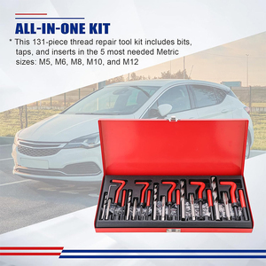 Jeu de 131 pièces métriques HSS 45 #   Kit d'outils de <span class=keywords><strong>réparation</strong></span> de filetages <span class=keywords><strong>Helicoil</strong></span> en acier pour véhicules M5-M12, marque SOOLU, garantie 12 mois - Product Image 5