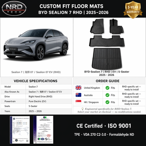 Alfombrillas Personalizadas de TPE para Auto BYD-Sealion 7-RHD-EV-5S_2025, Impermeables, Antideslizantes, Fáciles de Limpiar, Juego Completo + Alfombrilla para Maletero con Borde 3D - Product Image 6