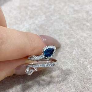 Bague mystérieuse topaze bleue <span class=keywords><strong>de</strong></span> <span class=keywords><strong>Londres</strong></span> naturelle plaquée rhodium en argent sterling 925 Bijoux pour femmes - Product Image 4