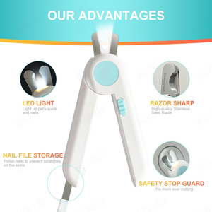 Led <b>Cat</b> Dog Nail Clippers Trimmer Pet Nail Clippers With LED Light Hidden Nail File Razor Sharp Blade With 3 Battery - Product Image 3