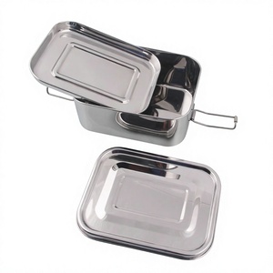 Durable Rectangle Stainless Steel Bento <b>Lunch</b> <b>Box</b> Compartments Adjustable Waterproof Design Classic Freshness Preservation 1-3L - Product Image 1