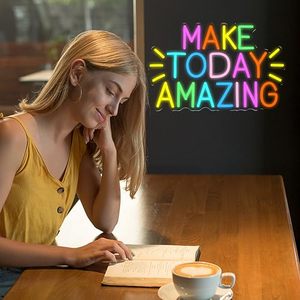 Letrero de Neón con Frase Positiva para Hacer el Dí<span class=keywords><strong>a</strong></span> Increíble, Decoración de Pared LED, Luz Colorida de Arcoíris para Dormitorio, Sala de Estar, Oficina en Casa - Product Image 3