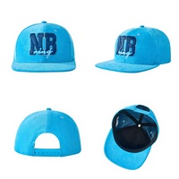 Gorra de Béisbol Azul de 5 Paneles con Cierre a Presión, Logotipo Bordado, Algodón, Unisex, Casual, Deportiva, Streetwear
