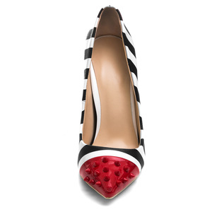 สีดำสีขาวลาย Pointed Toe Slip <span class=keywords><strong>บ</strong></span>น Zebra ส้นสูงผู้หญิงปั๊มรองเท้า2020 - Product Image 4