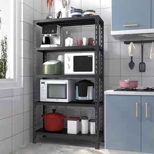 भंडारण रैक घरेलू उपयोग भारी शुल्क 5 स्तरों गोदाम भंडारण रैक, पहियों के साथ बोल्ट धातु स्लॉटेड कोण शेल्फ धातु रैक - Product Image 4