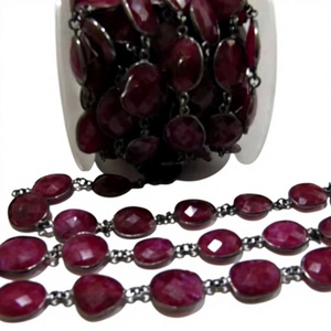 Chaîne de connecteurs en rubis de forme irrégulière, 1 pied, 12x15mm, avec serti pour pierres précieuses - Product Image 1