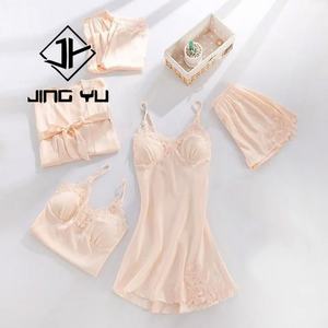 Ensemble de pyjama en dentelle pour femmes de haute qualité en gros, imprimé, ample, confortable, vêtements de maison, ensemble de pyjama respirant pour femmes - Product Image 4