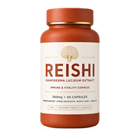 Capsules de champignons Reishi, 60 unités par flacon, OEM ODM, étiquette privée, exportateur sur mesure, supplément alimentaire de qualité alimentaire