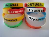 Bracelets en silicone imprimés drapeaux nationaux, pour supporters de football, événements sportifs, souvenirs, cadeaux, étanches, promotionnels
