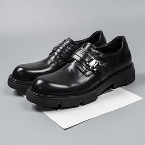 High Quality Men's Black Leather Derby <b>Shoes</b> Business Casual Durable Thick Sole Breathable Waterproof <b>Height</b> <b>Increasing</b> - Product Image 4